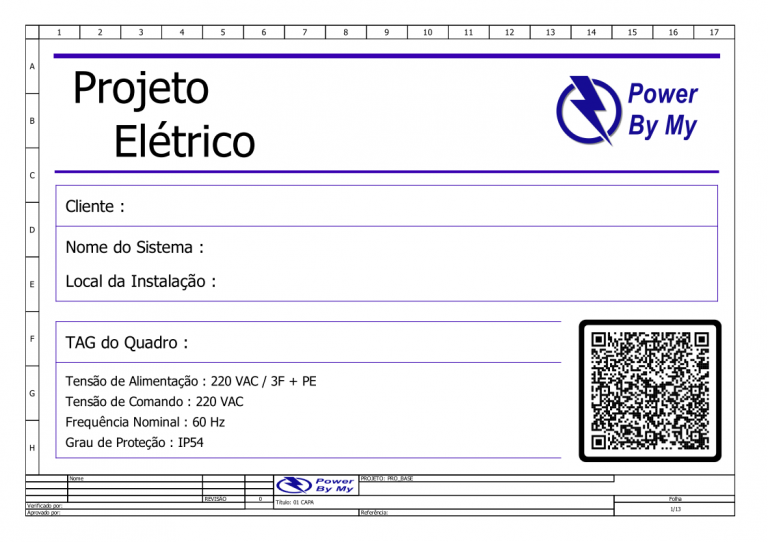 Exemplo de Projeto de Elétrica - Capa com QR Code.