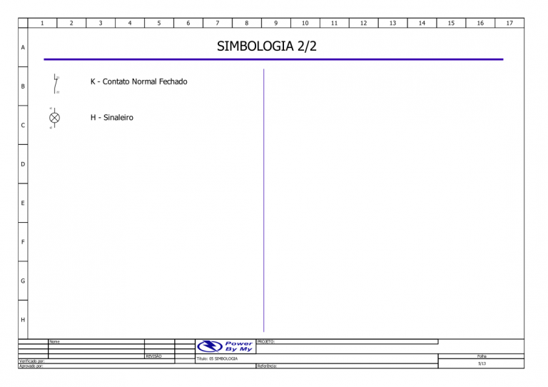 Exemplo de Projeto de Elétrica - Folha com Diagrama de Simbologia.
