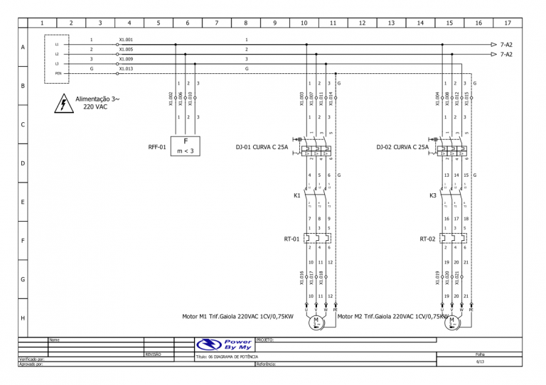 Exemplo de Projeto de Elétrica - Folha com Diagrama de Potência.