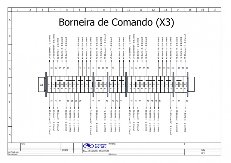 Exemplo de Projeto de Elétrica - Folha com Layout da Borneira.