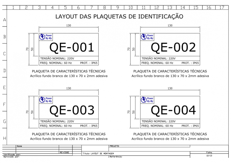 Exemplo de Projeto de Elétrica - Folha com Plaquetas de Identificação.